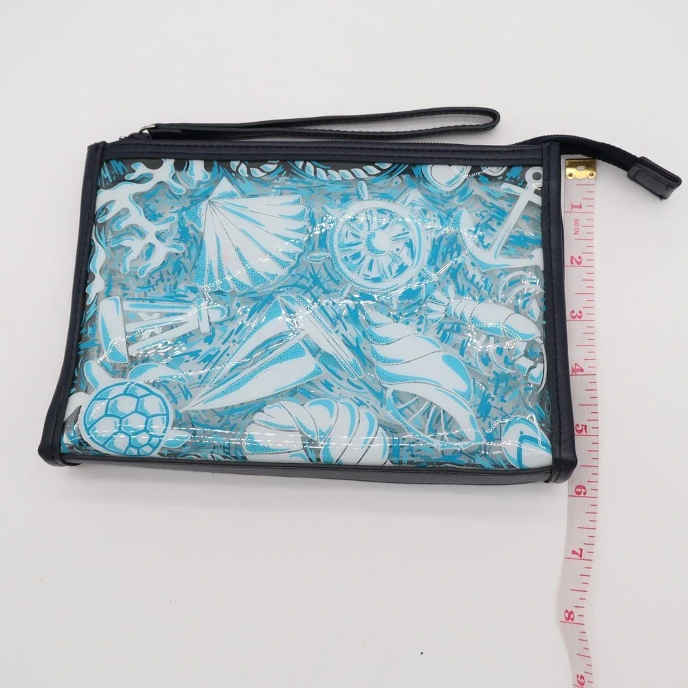 Vera Bradley Clear Beach Womens Wristlet Wallet Blue Sea Shells Distinctive - Picture 5 of 7
